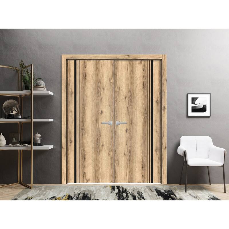 Slab Barn Door Panel 18 x 80 Planum 0011 Oak with Sturdy Finished