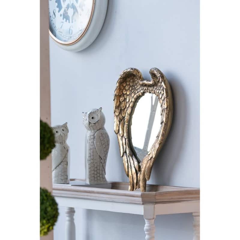 Vintage Style Angel Wing Framed Wall Mirror - 22"