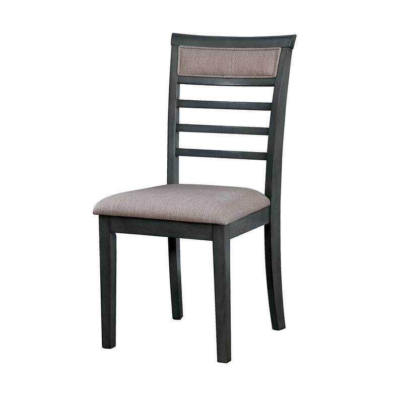 5 Pc Dining Table Set Dining Chairs & Table Solid wood Padded Fabric Cushions Slat Back Chair