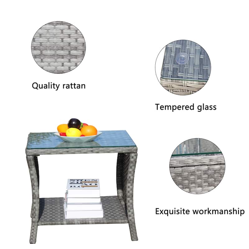 Outdoor patio Furniture 1 Coffee table with clear tempered glass