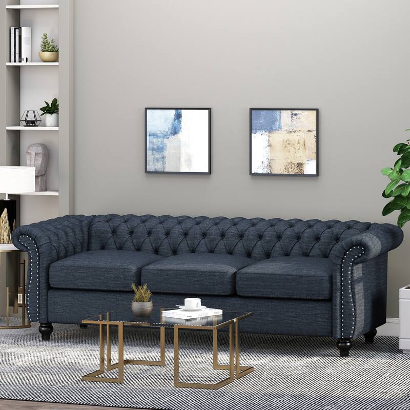 Chesterfield Button Tufted 3-seater Sofa with Nailheads