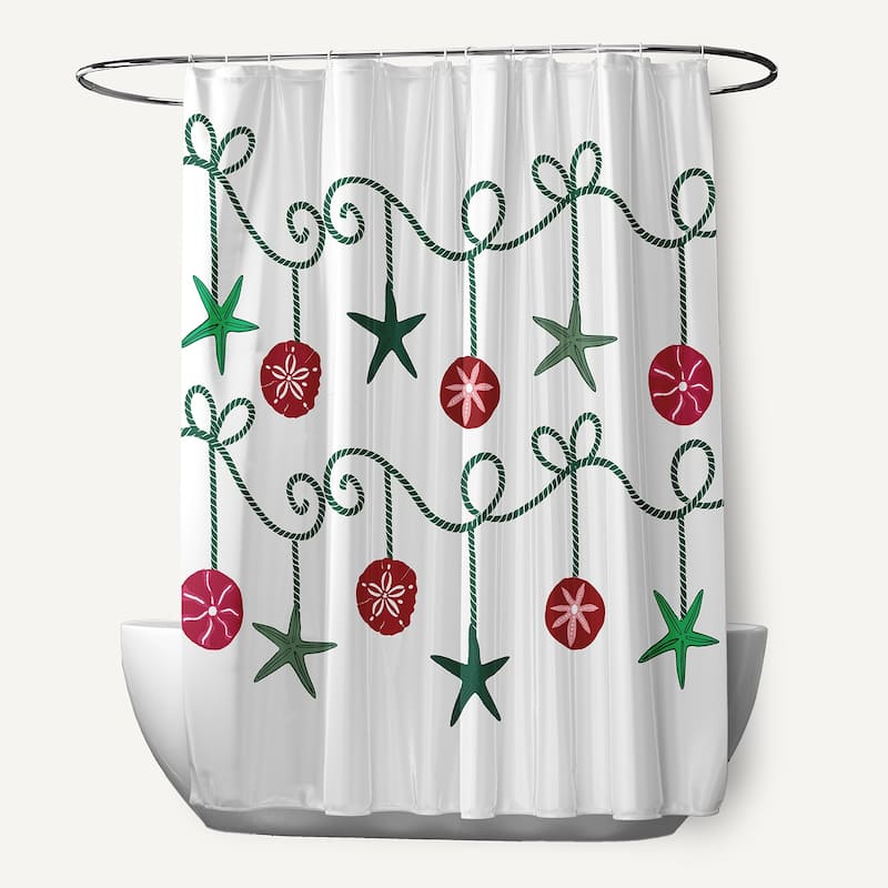 Sea Ornaments Shower Curtain - Forest Green