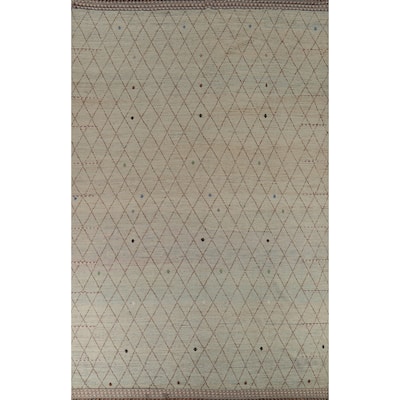 All-Over Trellis Moroccan Modern Large Area Rug Handmade Wool Carpet - 10'0"x 14'4"