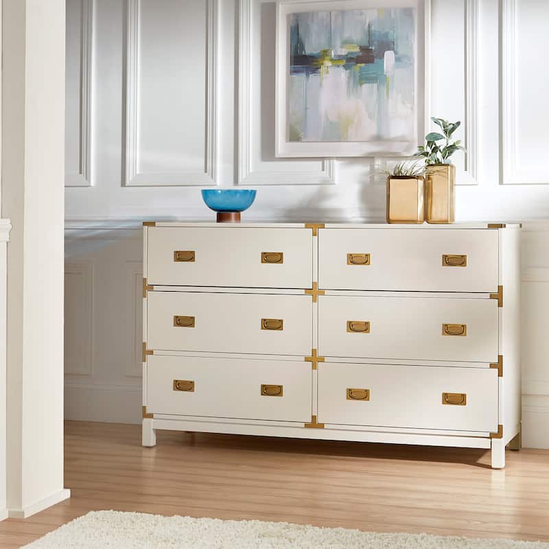 Valoria Gold Accent Campaign Dresser - White