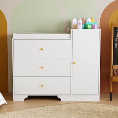 Stylish White Changing Table: Multifunctional Design, Quality Hardware & Elegant Details