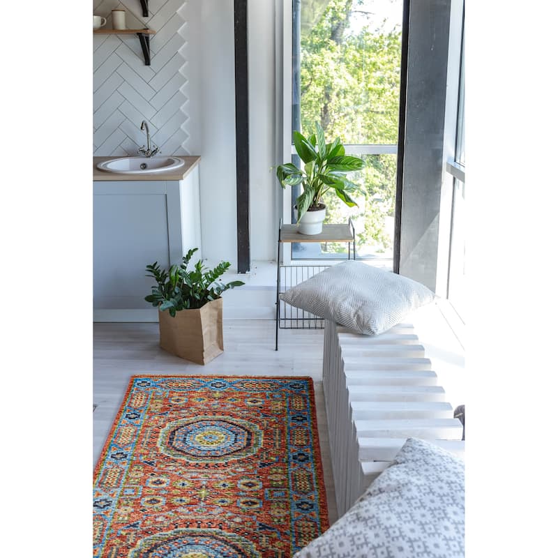 ECARPETGALLERY Hand-knotted Mamluk Light Red Wool Rug - 2'8 x 7'11