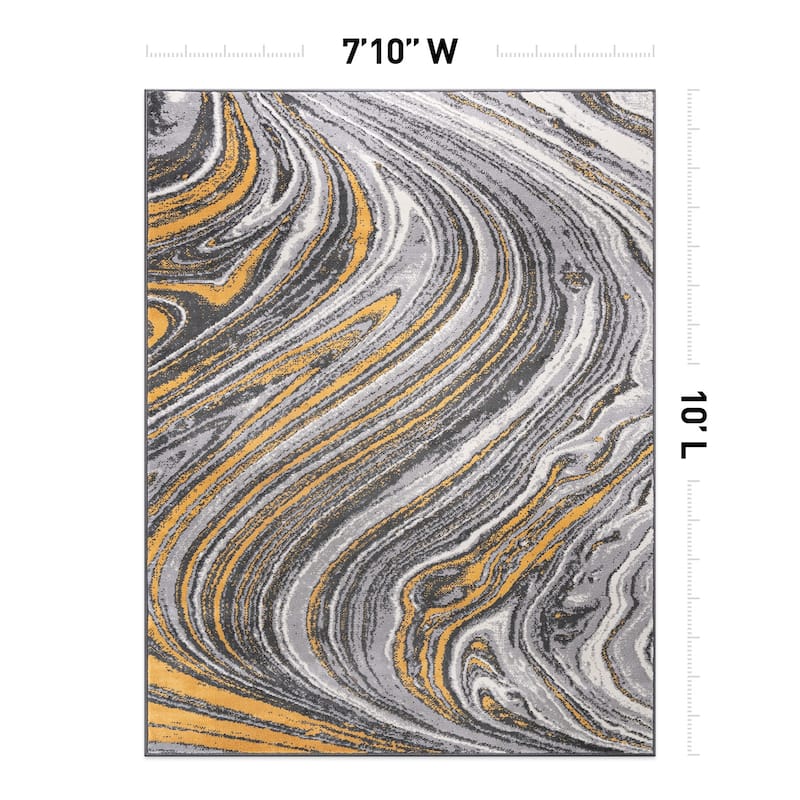World Rug Gallery Contemporary Abstract Swirl Area Rug