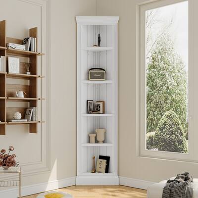 83.4" 5-Tier Modern Corner Shelf | Adjustable Standing Storage Unit | Open Display Stand for Plants/Books