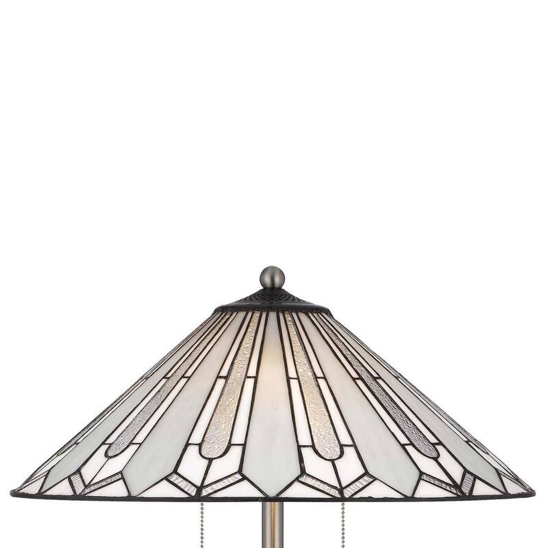 Kio 61 Inch Floor Lamp, Modern Tiffany Style Stained Glass, Silver Metal
