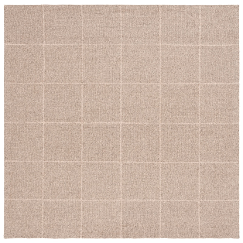 Martha Stewart by SAFAVIEH Alessya Checkered Grid Wool Rug - 6' Square - Natural/Beige