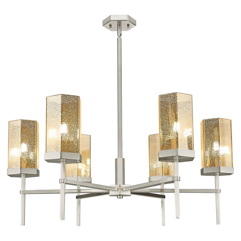 Innovations Lighting Downtown Urban - Blakeley - 6 Light 32" Stem Hung Chandelier - Satin Nickel, Mercury