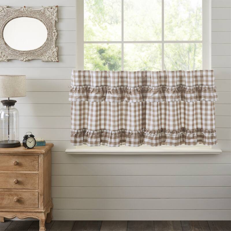 Annie Buffalo Portabella Check Ruffled Tier Set of 2 L24xW36 - Brown