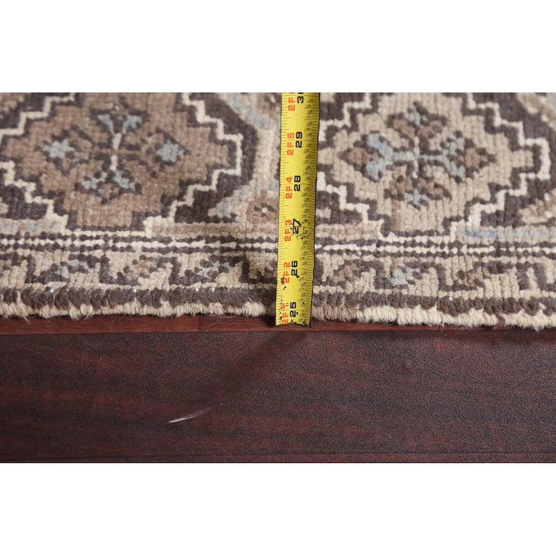 Vintage Geometric Distressed Heriz Persian Area Rug Wool Hand-knotted - 7'0" x 9'2"