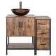 preview thumbnail 16 of 51, 36" Brown Bathroom Vanity Set with Side Cabinet Mid-Century Vanity with Sink & Faucet