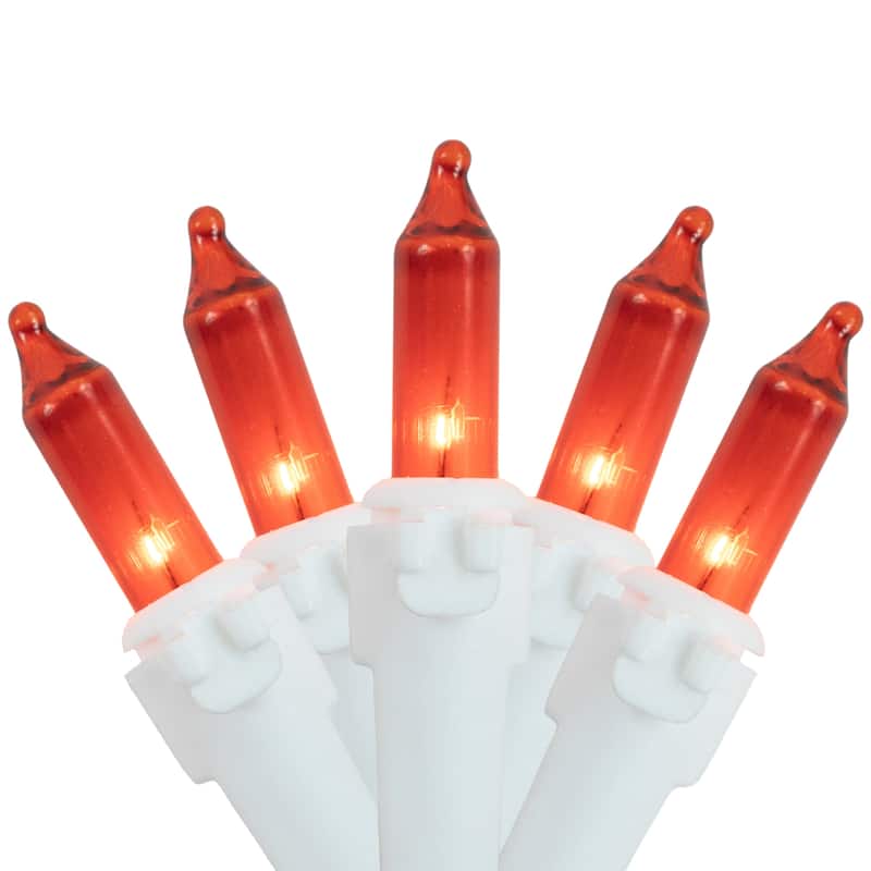 Mini Incandescent Christmas Lights - Orange - 20.25' White Wire - 100ct