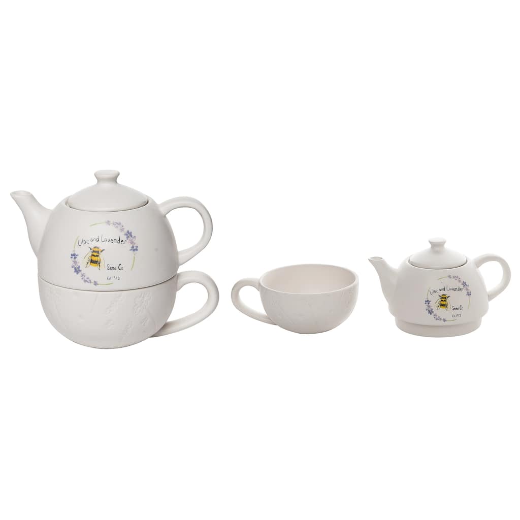 Transpac Ceramic 6.75" Lavender and Lilac Tea for One Set