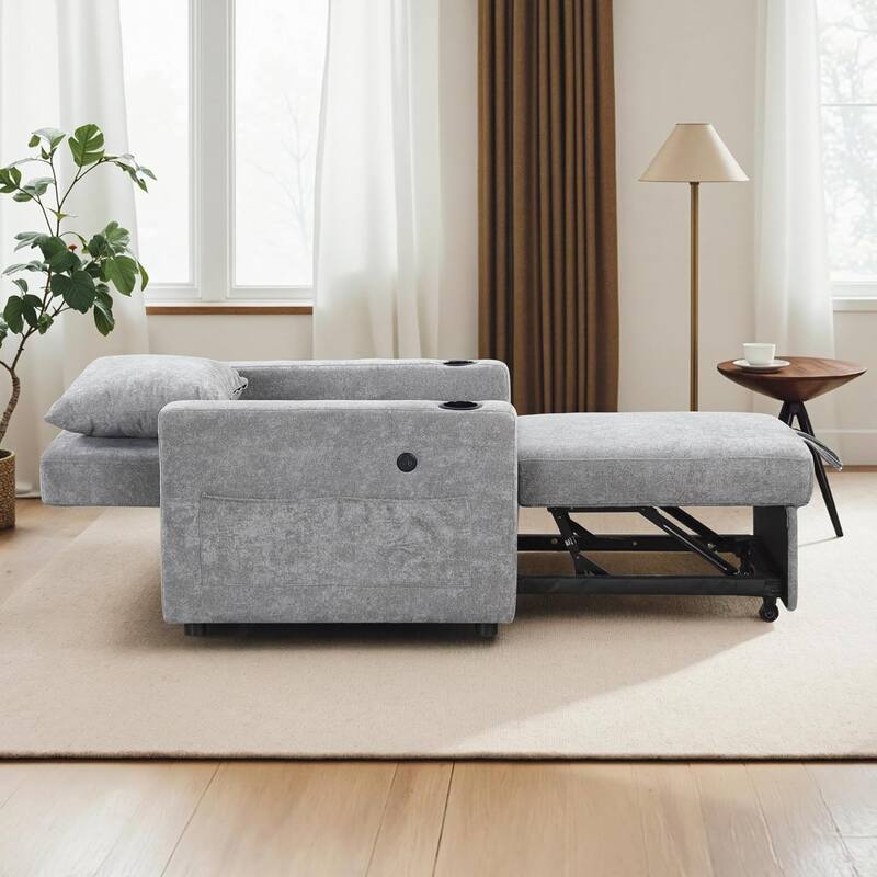 MCombo 3 in 1 Convertible Sleeper Sofa Bed, Pull Out Couch with Adjustable Backrest, Upholstered Recliner Chair VN6001