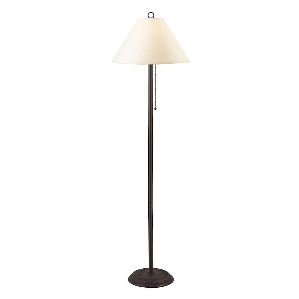 Metal Floor Lamp with Pull Chain Switch and Paper Shade, Off White and Black