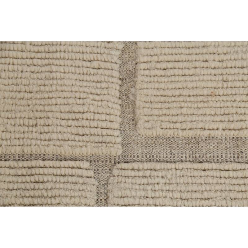 Moroccan Oriental Area Rug Hand-Knotted Abstract Wool Carpet - 8'1"x 10'11"