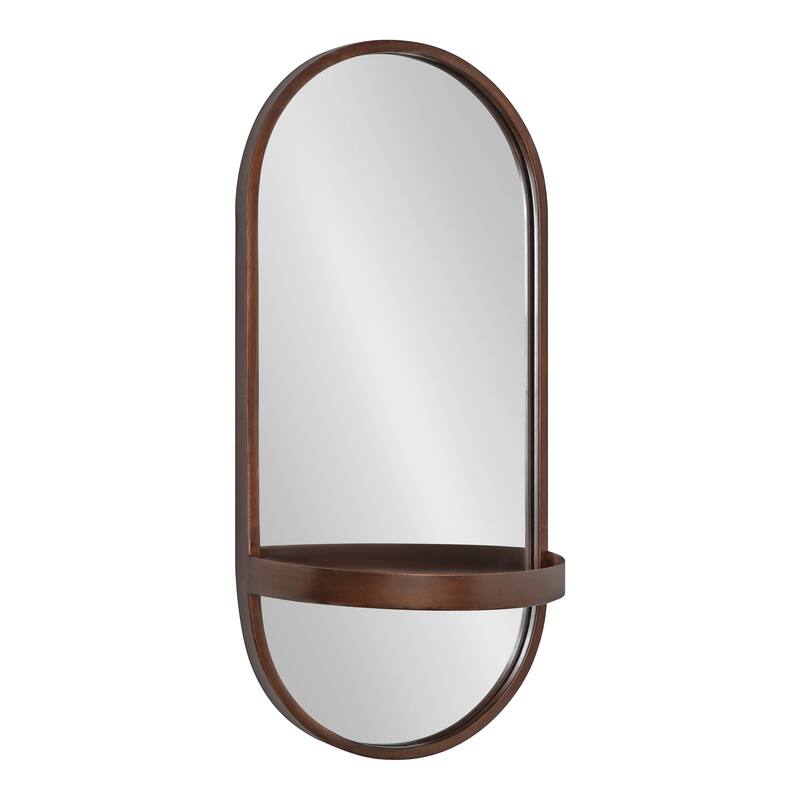 Kate and Laurel Estero Metal Oval Wall Mirror with Shelf
