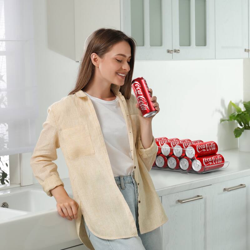 Sorbus Skinny Soda Can Organizer and Drink Dispenser 4 Pack - 13.75 L x 7 W x 4 H