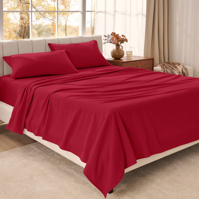 Bare Home Organic Cotton Flannel Sheet Set - King - Red