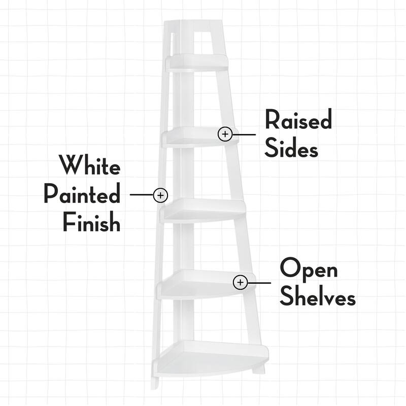 RiverRidge Kids 5-Tier Corner Ladder Playroom Display Bookshelf Organizer