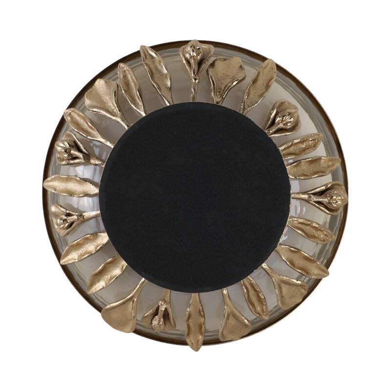 Glass Metal Bowl with Pedestal Base Modern Decorative - 8" Gold - 13" x 13" x 8"