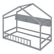preview thumbnail 35 of 36, House Bed with Storage Shelf, Montessori Floor Bed with Fence and Roof, Wooden Bed Frame for Kids Boys Grils