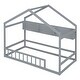 preview thumbnail 6 of 18, Wooden Twin Size House Bed with Storage Shelf,Kids Bed with Fence and Roof, Gray