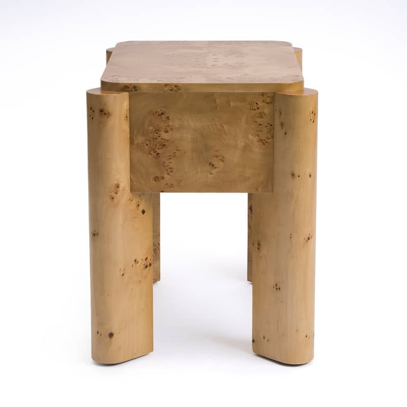 Studio London Nightstand Maple Burl Bedside Table Easy Assembly for Stylish