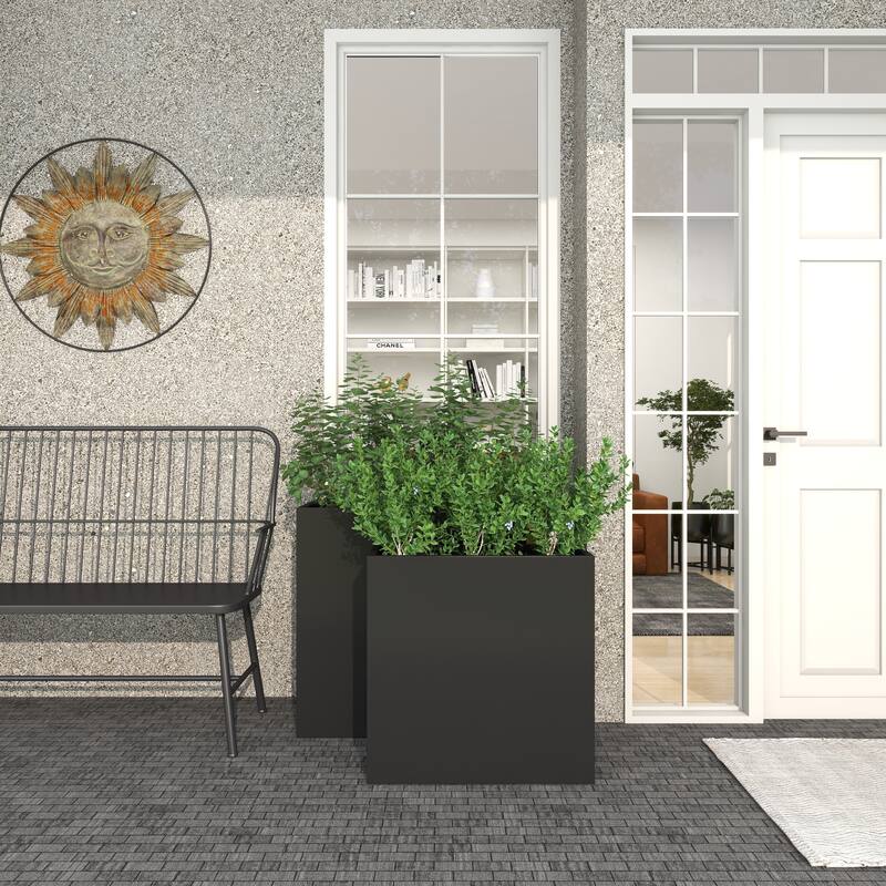 Black or White Metal Modern Planter (Set of 2) - S/2 28", 24"H