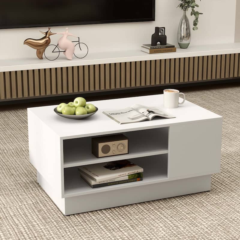 Costway 34" Long Rectangle Center Table Coffee Table with 2-Tier Open - See Details