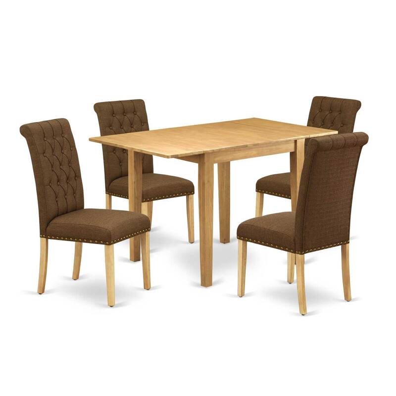 HomeStock 5-Pc Natural Oak Finish Solid Wood Top - Dining Room Set - Seats 4