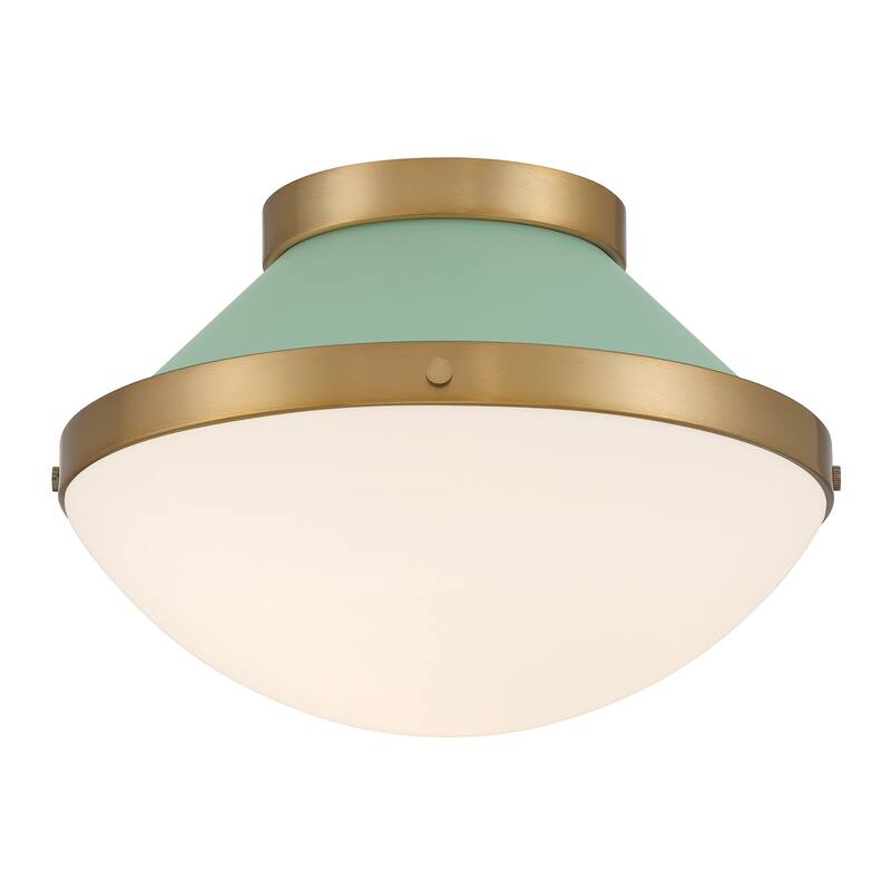 Crystorama Lighting Group XAN-8001 Xander 12" Wide Flush Mount Bowl - Vibrant Gold / Green