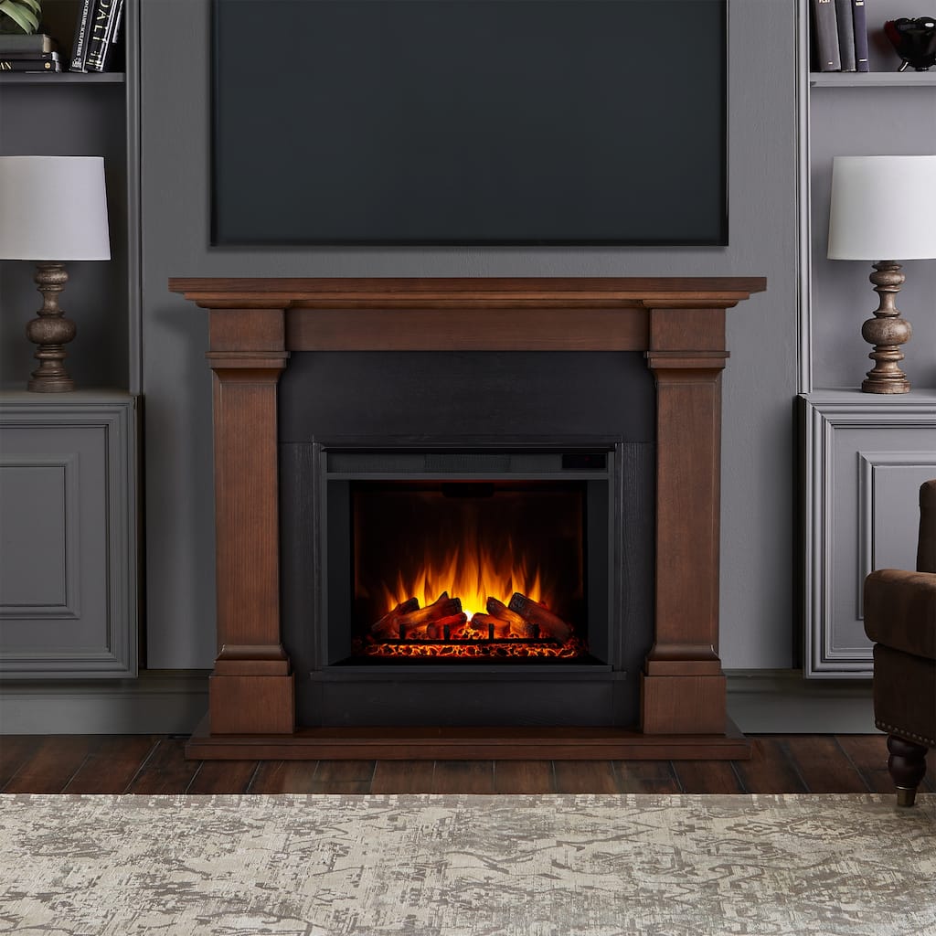Calloway 63" Electric Grand Fireplace in Chestnut Oak by Real Flame