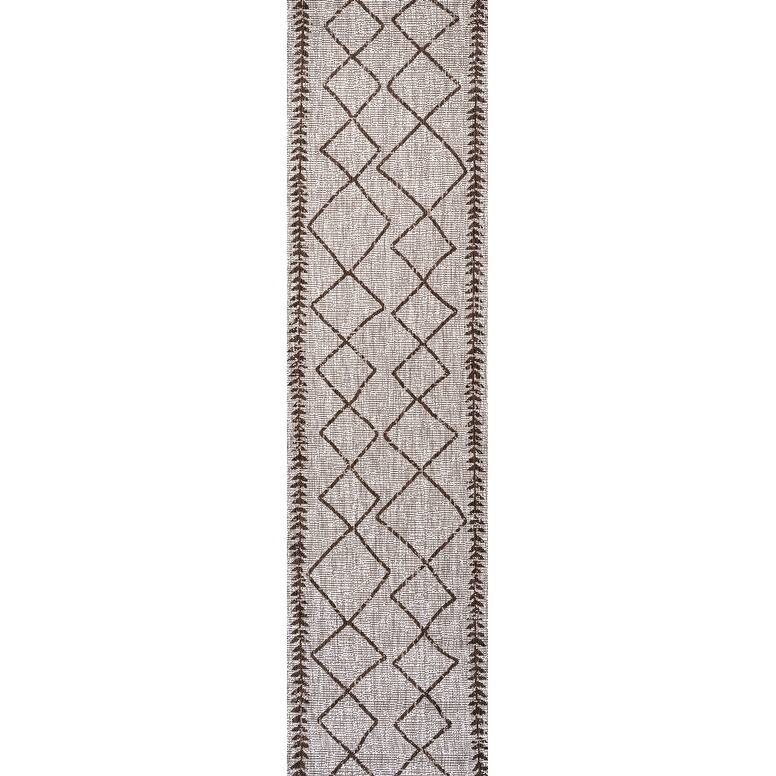 JONATHAN Y Kafel Tribal Diamond Trellis Indoor/Outdoor Area Rug - 2 X 10 - Beige/Brown