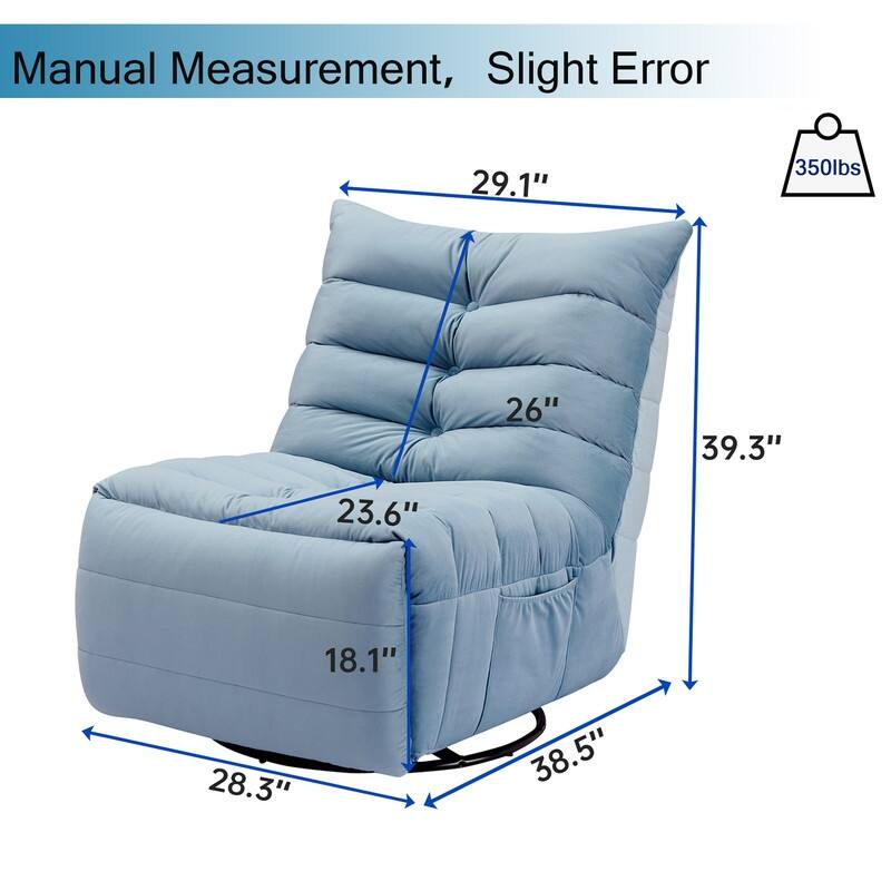 29.1" velvet off-white lazy lift sofa chair with arm pockets
