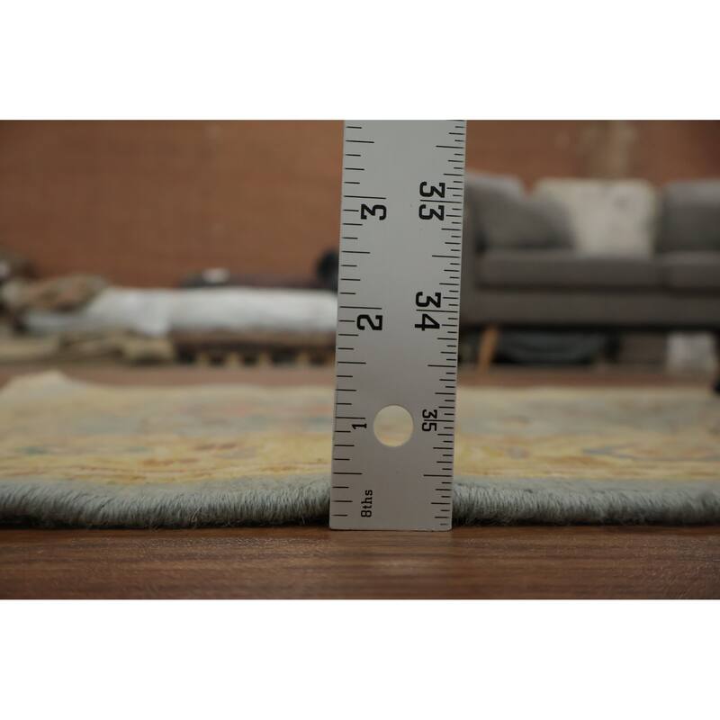 Hand Knotted Oriental 100% Wool Carpet Traditional Floral Navy Blue & Blues Ziegler Area Rug - 4' 0'' X 2' 0''