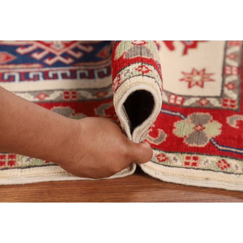 Kazak Oriental Accent Rug Handmade Wool Carpet - 3'0" x 4'0"