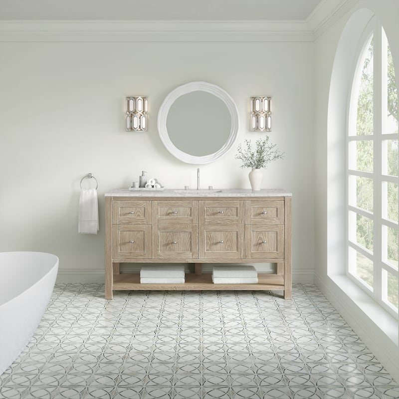 Breckenridge 60" Single Vanity, Whitewashed Oak, w/FreePower Wireless Charger