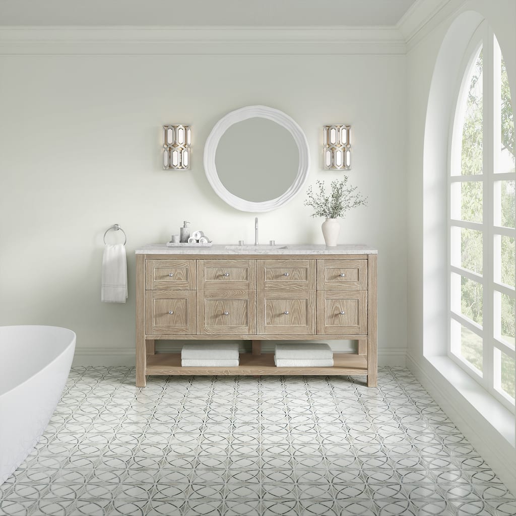 Breckenridge 60" Single Vanity, Whitewashed Oak, w/FreePower Wireless Charger