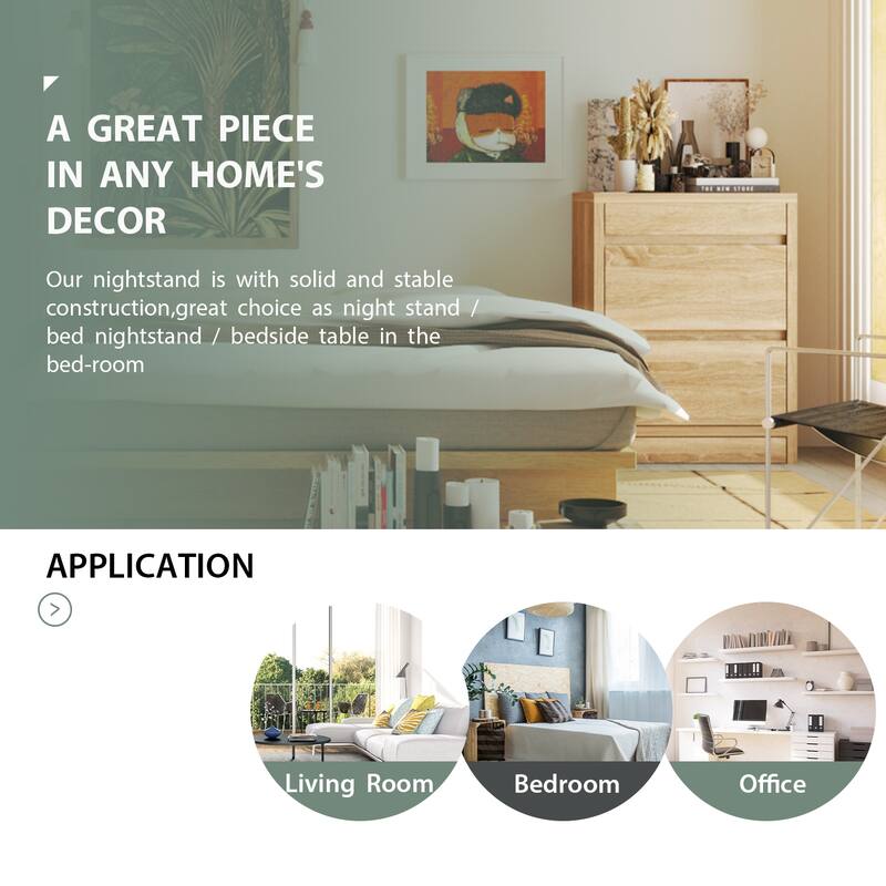 4-Drawer Wooden Nightstand with Smart NFC Lock and Anti-slip Design,Office File Cabinets