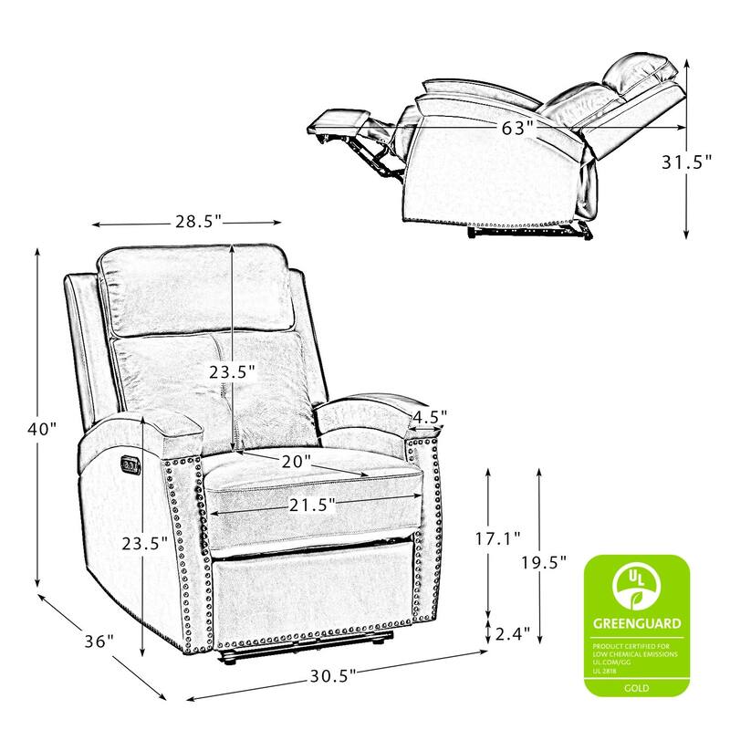 Edmondo Contemporary Power Recliner With a USB port Set Of 2 by HULALA HOME