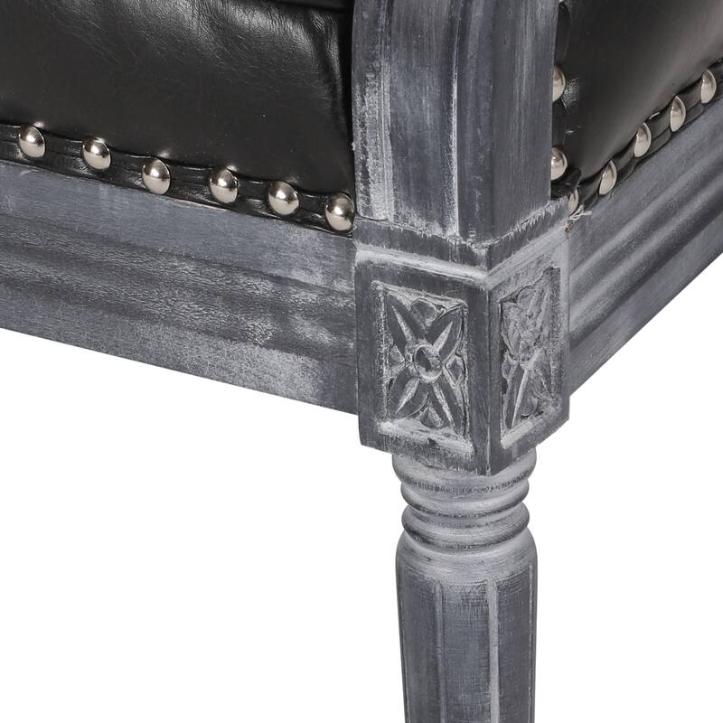 49.5" Faux Leather Loveseat Sofa with Turned Legs and Nailheads for Living Room