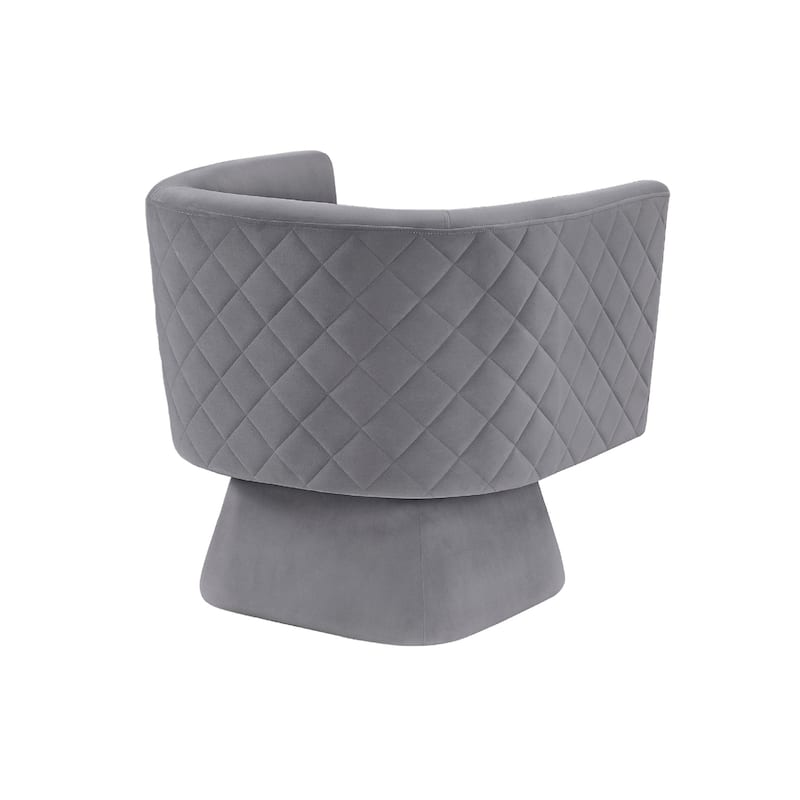 Cabe Swivel Accent Armchair, Diamond Stitch Back, Modern Gray Velvet