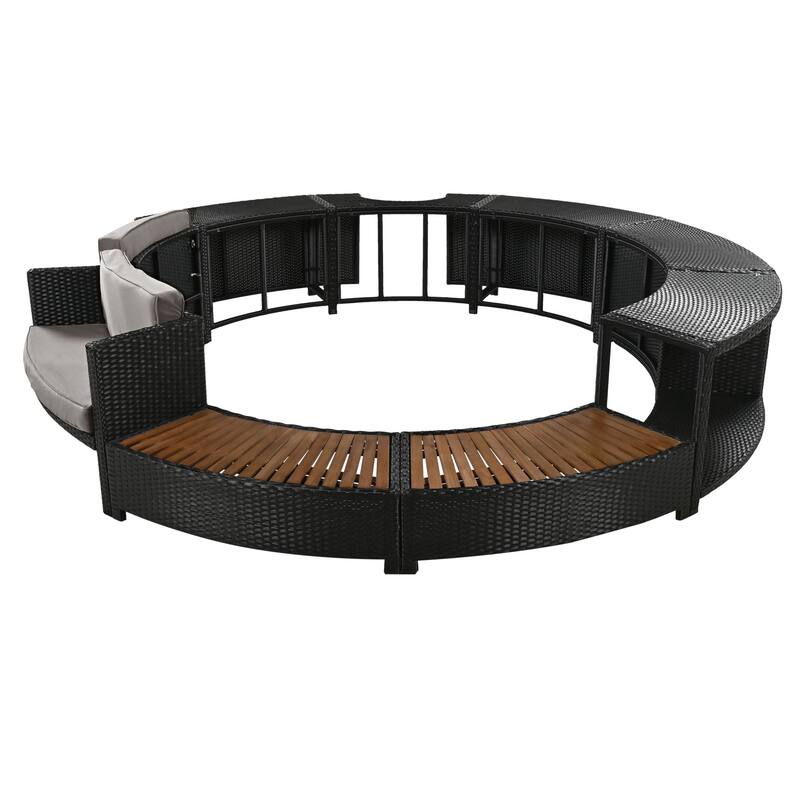 Patio Rattan Sofa Set with Storage Spaces