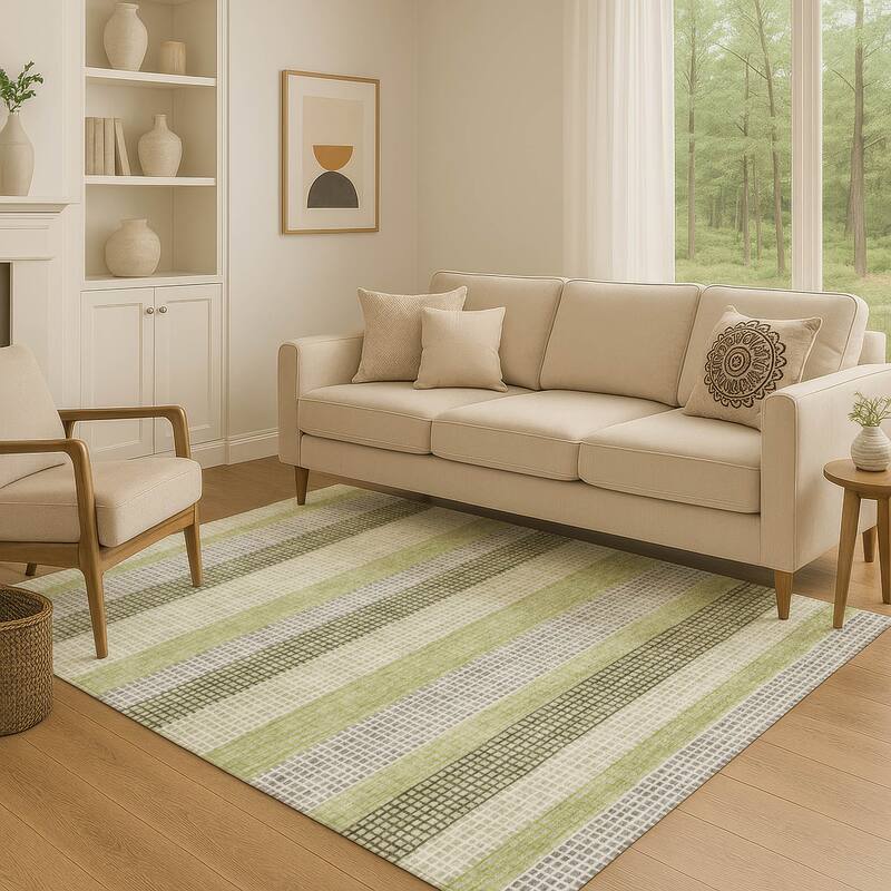 Premium Washable Super Soft Modern Stripe Mayfield Rug - Aloe - 2'6" x 3'10"