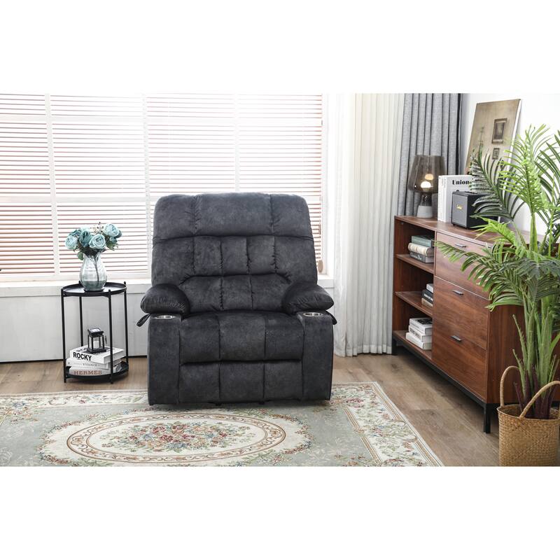 Power Lift Recliner Chair with Heat & Massage, High Density Foam Electric Sofa, Lounge Chair with Side Pockets & Cup Holders