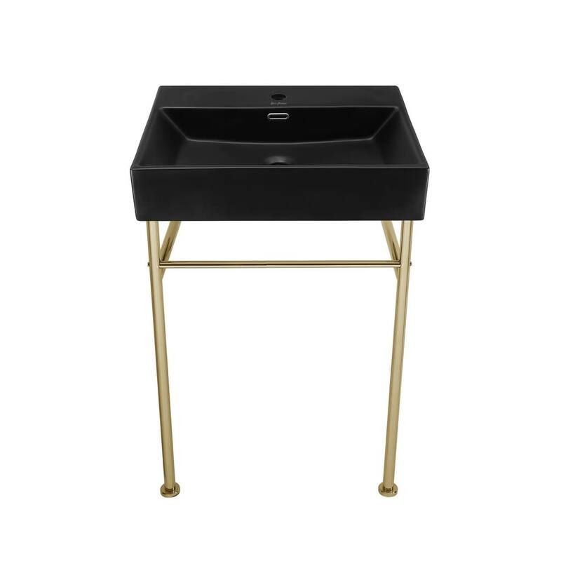 Swiss Madison Claire 24" Console Sink - Matte Black / Gold